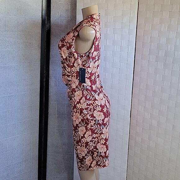 BRAND NEW STELLA & JULIE FLORAL PRINT DESIGN MULTI-COLOR SLEEVELESS SHEATH DRESS - Picture 8 of 10